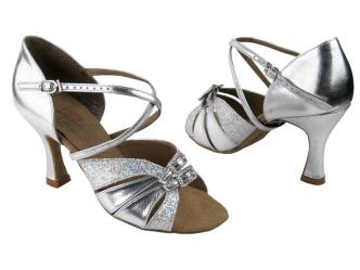 dansschoenen zilver leder glitters  